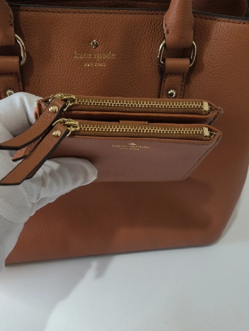 kate spade Cognac Pebbled Leather Tote with Zip Wallet - Picture 11 of 16